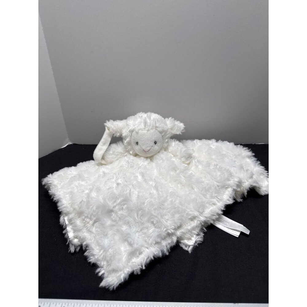 Carters Lamb Security Blanket Plush Lovey White Swirl Soft Satin Trim Baby Comfo